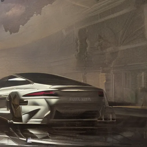 Image similar to sci-fi sport car formula 1 hatchback transport design organic smooth elastic forms on the front background wall structure in the coronation of napoleon painting by Jacques-Louis David, pinterest keyshot product render, cloudy plastic ceramic material shiny gloss water reflections, ultra high detail ultra realism, 4k