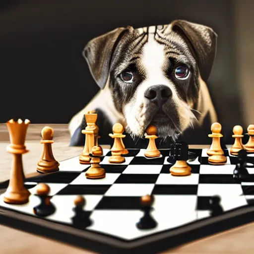 Image similar to a dog playing chess