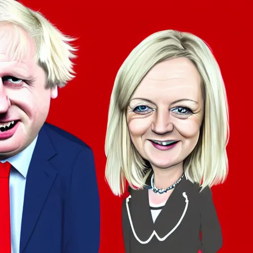 Image similar to Caricature portraits boris johnson and liz truss