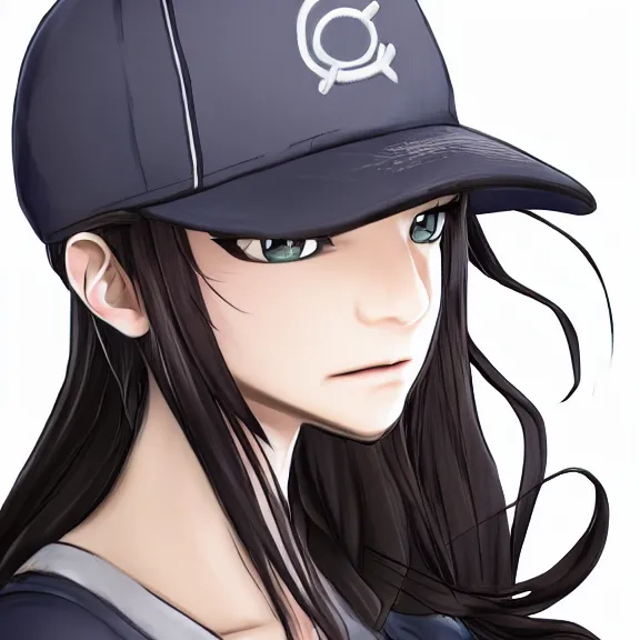 Image similar to close-up portrait of a girl with baseball cap in danganronpa style, digital art by Rui Komatsuzaki, elegant, extremely detailed, 8k, trending in artstation