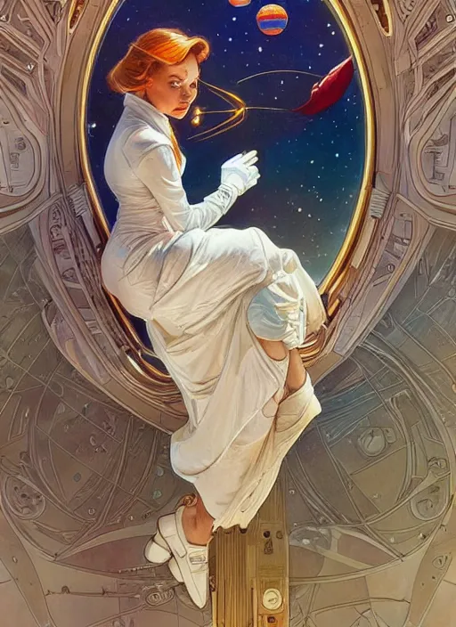 Prompt: Donald Duck as an astronaut, woman, fantasy, intricate, elegant, highly detailed, centered, digital painting, artstation, concept art, smooth, sharp focus, illustration, art by artgerm and donato giancola and alphonse mucha