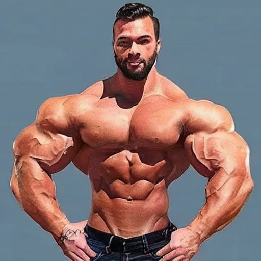 Image similar to extra muscular gigachad with big package