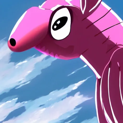 Prompt: ( ( ( anthropomorphic pink armadillo with wings ) ) ), anime character