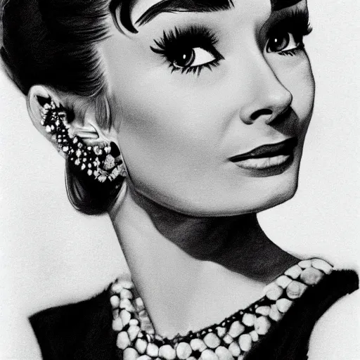 Prompt: pencil illustration of Audrey Hepburn highly detailed, cinematic,