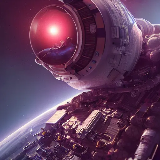 Image similar to an epic portrait of an astronaut entering the micro atom realm of microscopic multiverse with a tiny micro spaceship, cinematic lighting, under a microscope, trending on Artstation, highly detailed, insane details