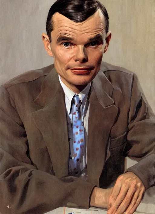 Prompt: portrait of alan turing, by frank mccarthy