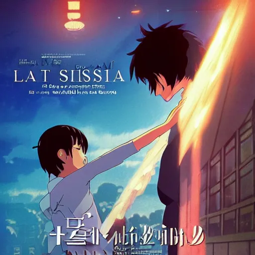 Prompt: film still Poster of the last kiss in paris, by Dice Tsutsumi, Makoto Shinkai, Studio Ghibli, playstation 2 printed game poster cover, cover art, poster, poster!!!