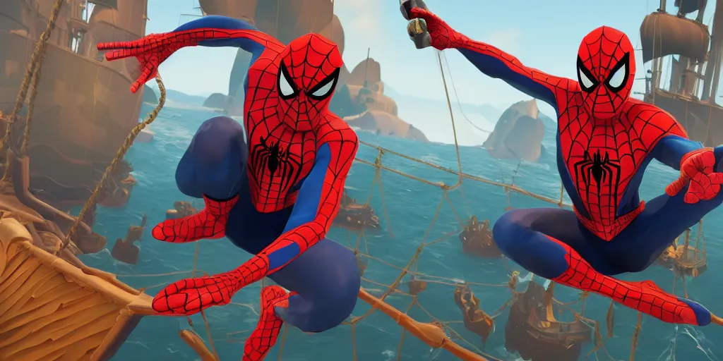 Image similar to spiderman In sea of thieves,