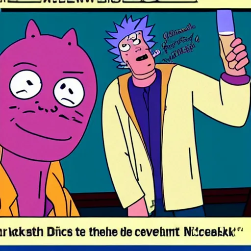 Prompt: Bojack Horseman and Rick Sanchez have a beer together discussing Nihilism