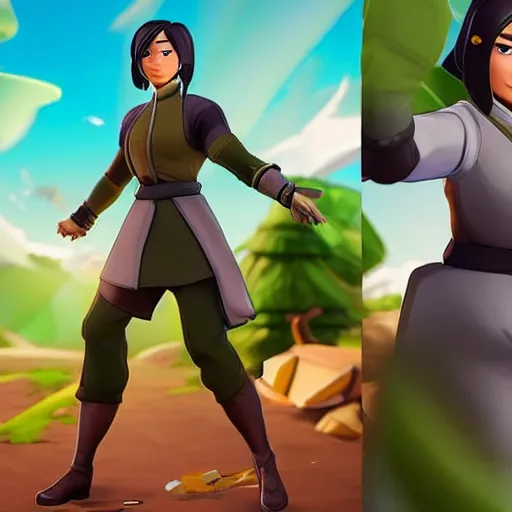 Image similar to toph beifong in fortnite, character render, full body shot, highly detailed, in game render