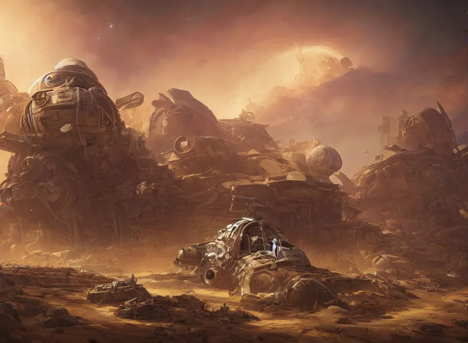 Image similar to colossal crashed dieselpunk space ship on desert planet by peter mohrbacher, firefly, unreal engine 5, extreme detail, hyper realism, realistic shading, cinematic composition, realistic render, octane render, detailed textures, photorealistic, colorful, raytracing