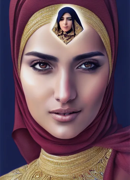 Image similar to photo of a gorgeous young arabic woman in the style of stefan kostic, realistic, sharp focus, 8k high definition, insanely detailed, intricate, elegant, art by stanley lau and artgerm