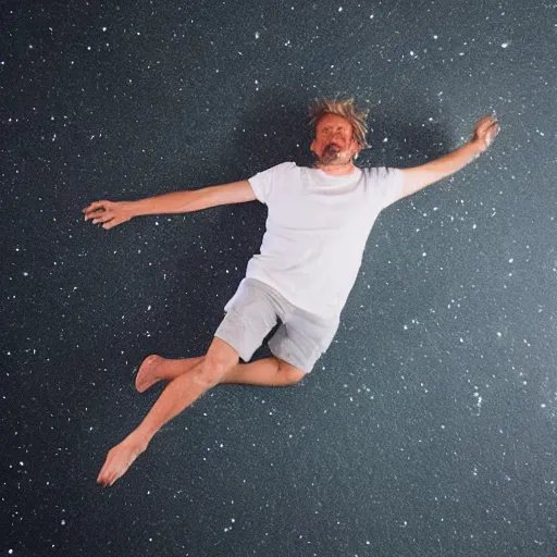 Prompt: andreas mogensen floating in space.