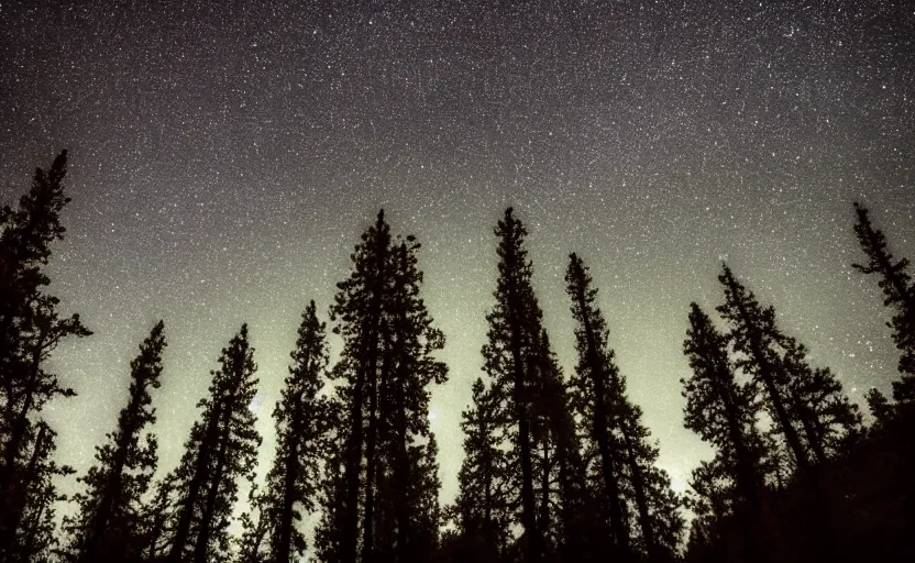 Image similar to atmospheric photo of the forest in the mountains, night sky