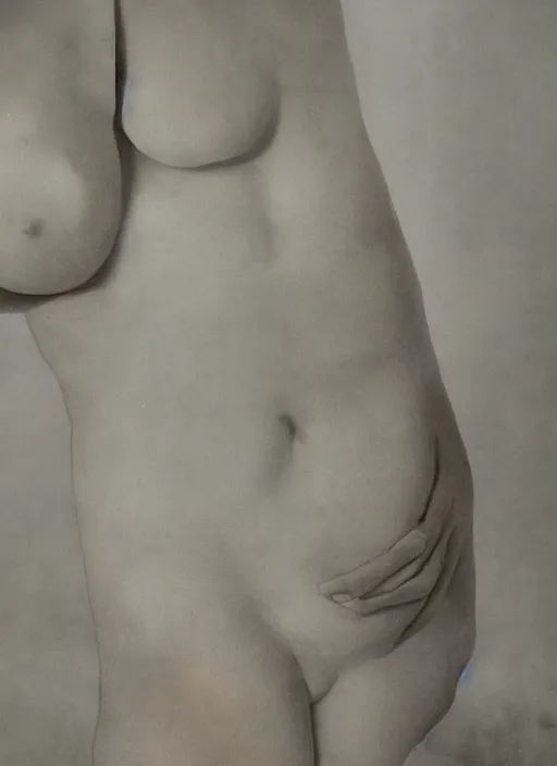 Image similar to out of focus!!!!!!!! closeup of a very pale woman's belly by jules joseph lefebvre and by nadav kander