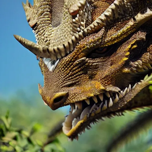 Prompt: dragon, nature documentary still image, high zoom shot of ferocious menacing dragon in natural habitat of the savannah, 4 k resolution, naratted by david attenborough, high detail film photo capture