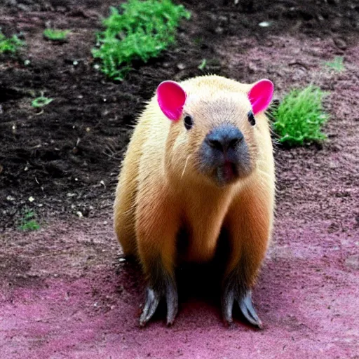 Prompt: cute pink capybara