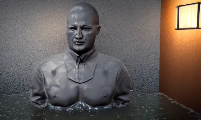 Image similar to water sculpture of a man, photorealistic, cinematic lighting, 8 k, extremely detailed