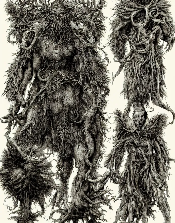 Image similar to concept art of Leshy, intricate details, Masanori Warugai and Kentaro Miura