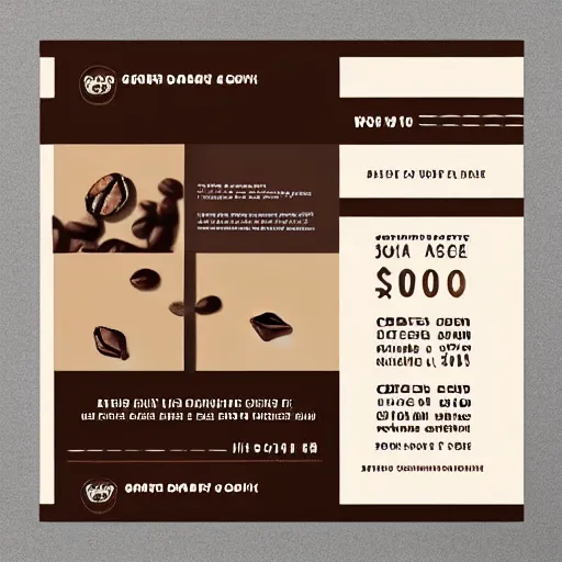 Image similar to square shaped flyer design for a coffee bean company, layout design, dark brown and beige colour palette, template layout