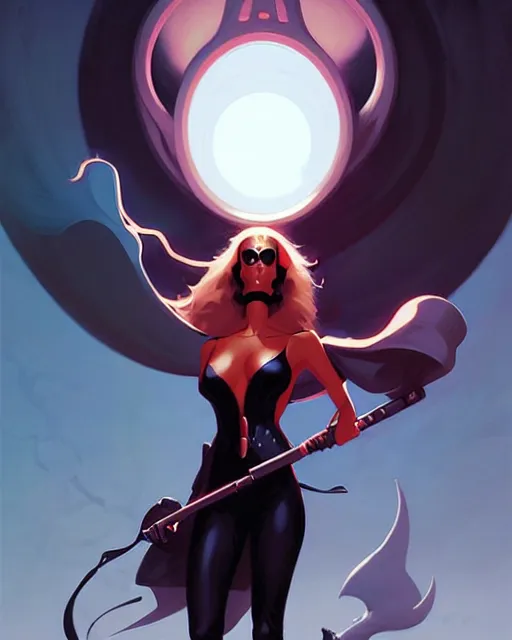 Image similar to peter mohrbacher, phil noto comicbook cover art, jessica alba as lady death