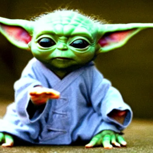 Image similar to baby yoda doing tai chi