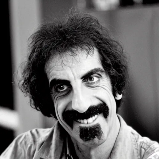 Prompt: frank zappa ( smiles cheekily ) in the movie 2 0 0 1