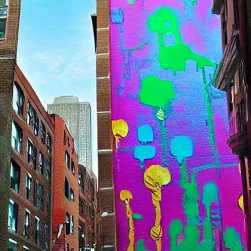 Image similar to spray paint art of boston, amazing colors, highly detailed
