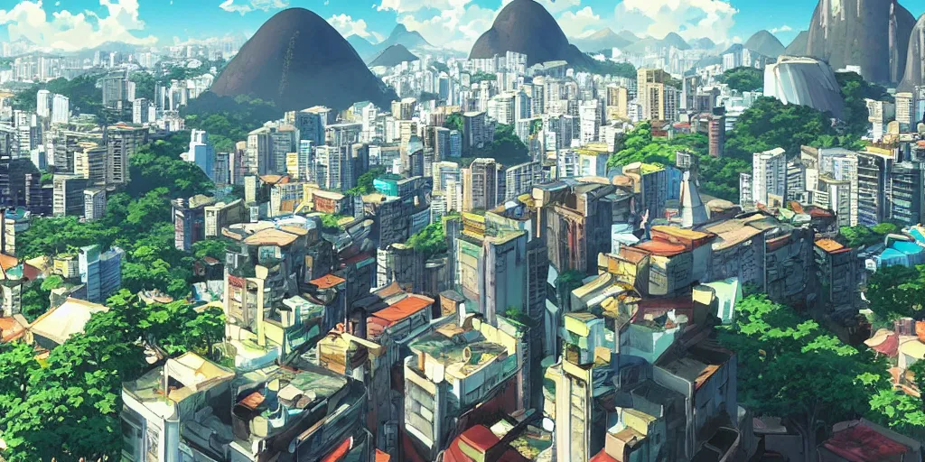 Prompt: rio de janeiro in an anime film, directed by makoto shinkai, street level, cinematic