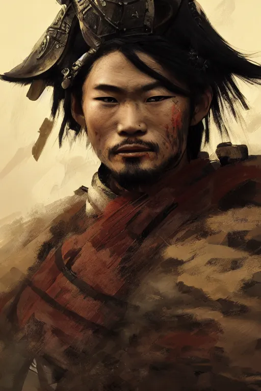 Image similar to samurai warrior, close - up portrait, fierce, intricate, elegant, volumetric lighting, scenery, digital painting, highly detailed, artstation, sharp focus, illustration, concept art, ruan jia, steve mccurry