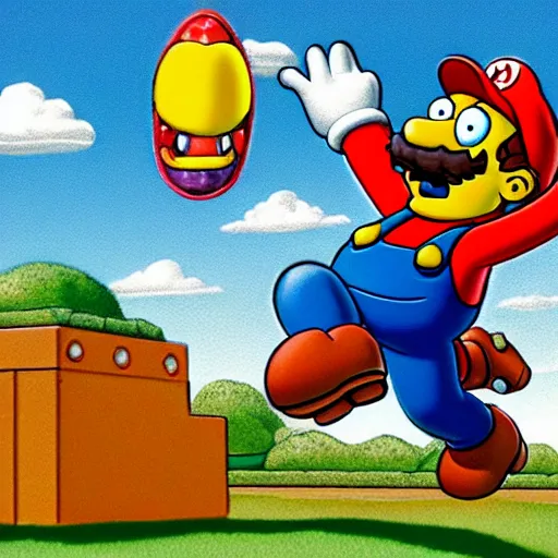 Image similar to mario as a simpsons character