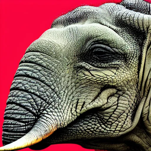 Image similar to profile of an elephant!!! iguana!! hybrid, bold natural colors, masterpiece, trending on artstation, photograph