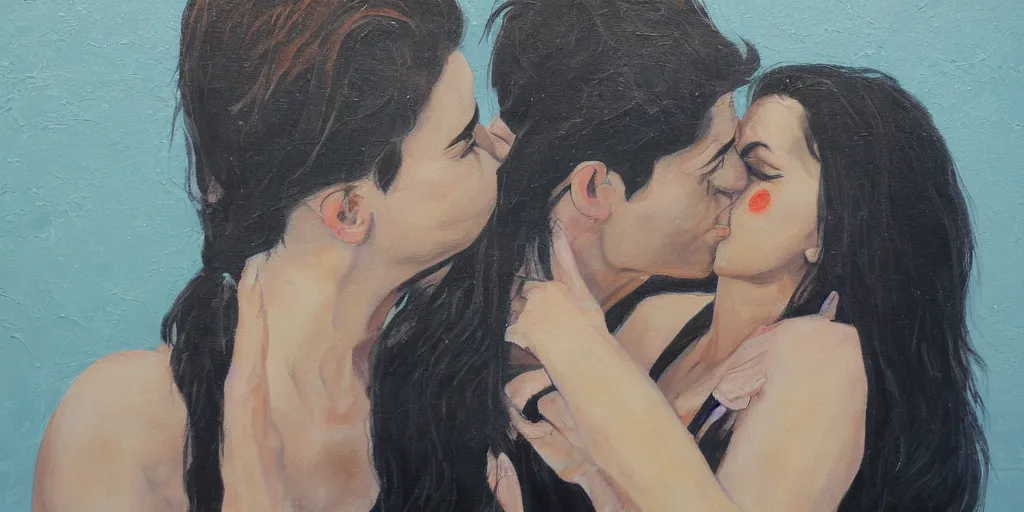 Image similar to detailed painting of the kiss