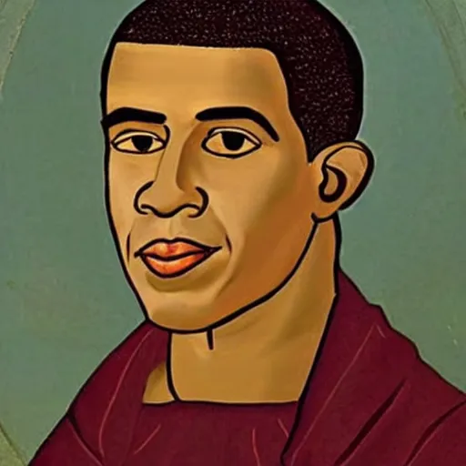 Image similar to medieval painting of barack obama