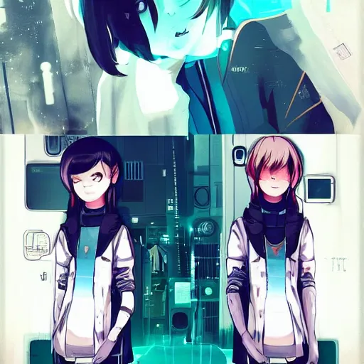 Image similar to Frequency indie album cover, luxury advertisement, white, indigo and teal colors. highly detailed post-cyberpunk sci-fi close-up schoolgirl in asian city in style of cytus and deemo, mysterious vibes, by Ilya Kuvshinov, by Greg Tocchini, nier:automata, set in half-life 2, beautiful with eerie vibes, very inspirational, very stylish, with gradients, surrealistic, postapocalyptic vibes, depth of filed, mist, rich cinematic atmosphere, perfect digital art, mystical journey in strange world, bastion game, arthouse