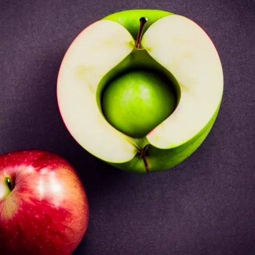 Prompt: An apple in a bowl, studio photograph, UHD