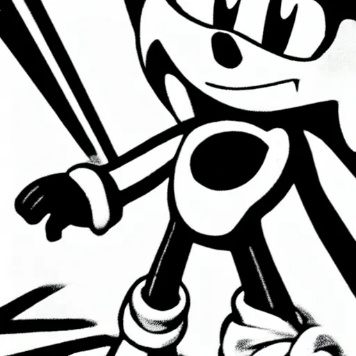 Image similar to a video still from a sonic the hedgehog cartoon in the 1 9 3 0 s