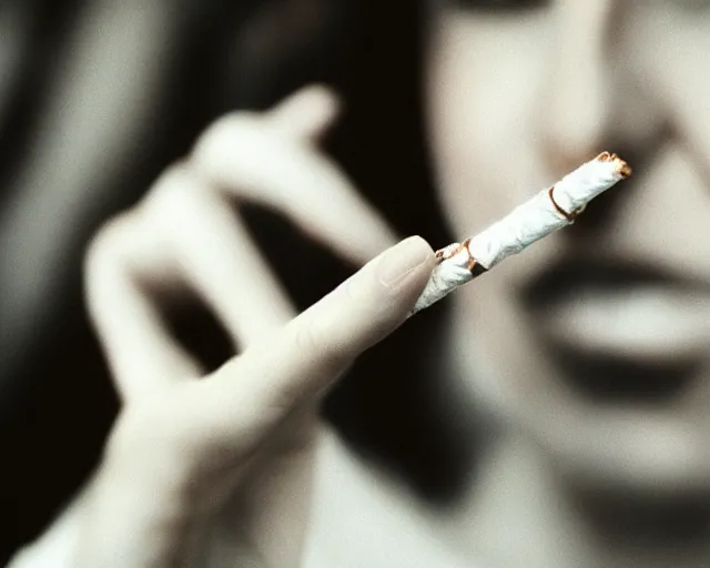 Image similar to a lomographic photo of woman hand with cigarette