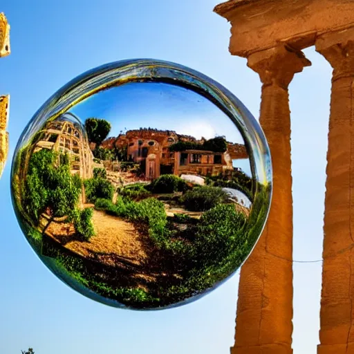 Prompt: Agrigento, Italy in a glass sphere