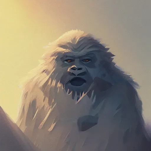 Image similar to yeti at a ted talk, trending on artstation, concept art, by Greg Rutkowski and Krenz Cushart and Pan_Ren_Wei and Hongkun_st and Bo Chen and Enze Fu and WLOP and Alex Chow, golden ratio,