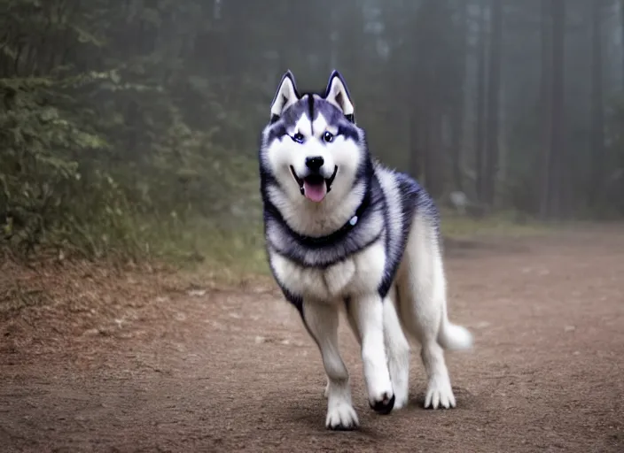 Image similar to film still of a husky in a white vest in the new sci - fi movie, 8 k