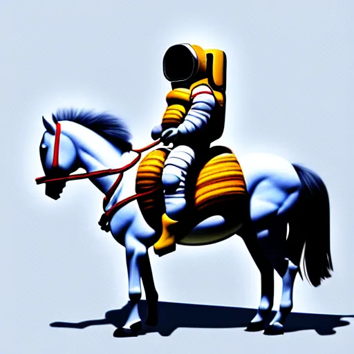 Image similar to an astronaut carrying a heavy backpack in form of horse, concept art, fantasia photo