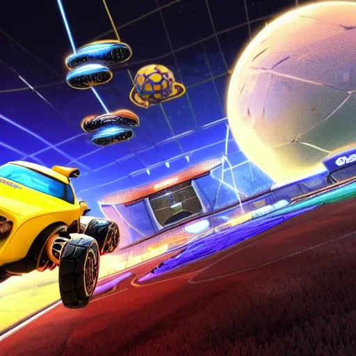 Image similar to photo of rocket league on the moon realistic