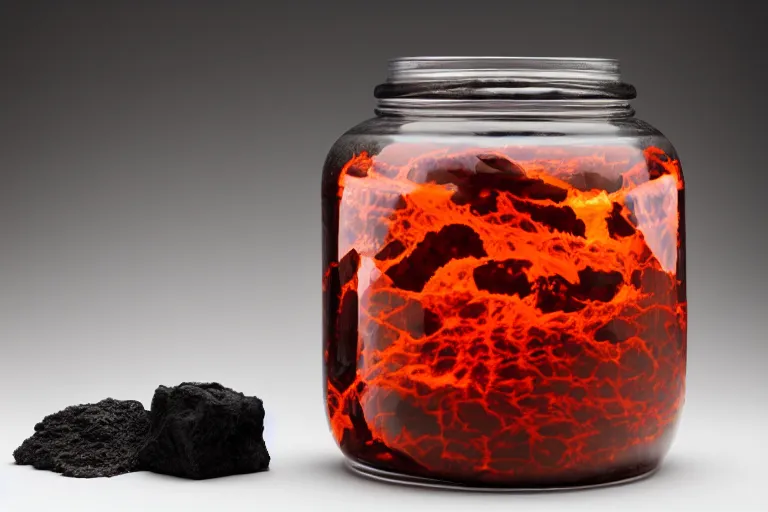 Prompt: jar of lava, studio photography