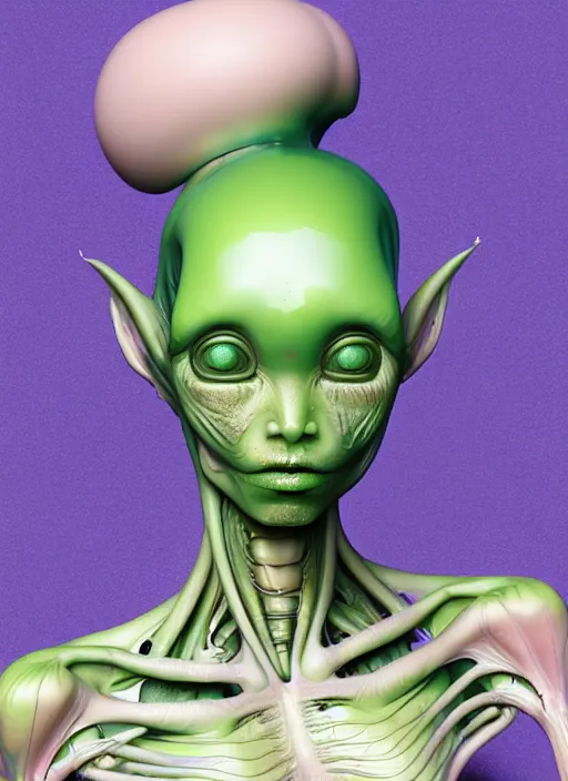 Image similar to a wet alien girl, perfect anatomical body, voluminous, high quality render, photorealistic digital painting, 3 d sculpture