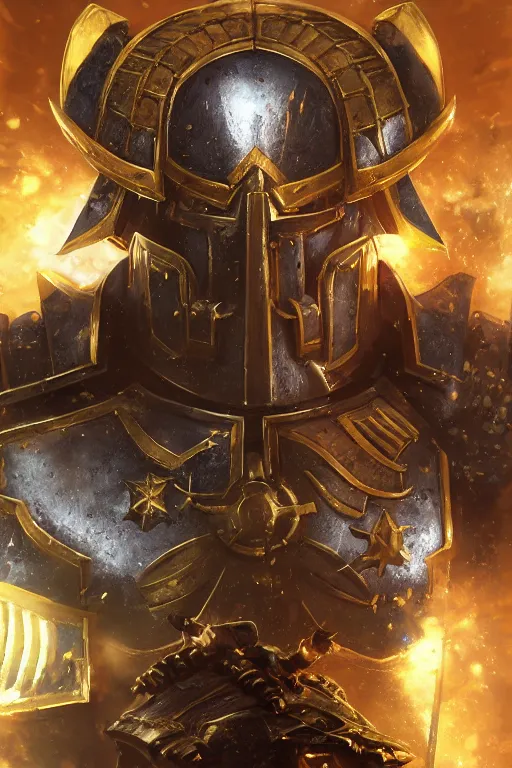 Image similar to armor portrait heros warhammer 4 0 k horus heresy fanart - the primarchs emperor by johannes helgeson animated with vfx concept artist & illustrator global illumination ray tracing hdr fanart arstation zbrush central hardmesh 8 k octane renderer comics stylized