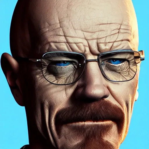 Image similar to walter white as the joker smiling, scary, trending on artstation, artstationhd, octane render, cgsociety, cinema 4 d,, greg rutkowski