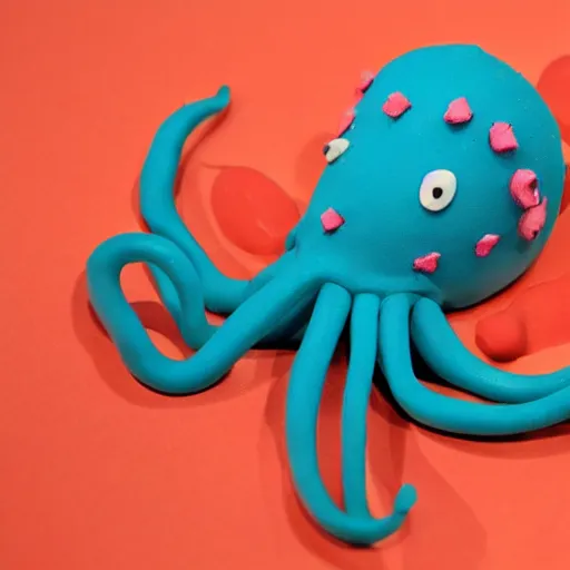 Image similar to a sloppy octopus claymation in the style of aardman