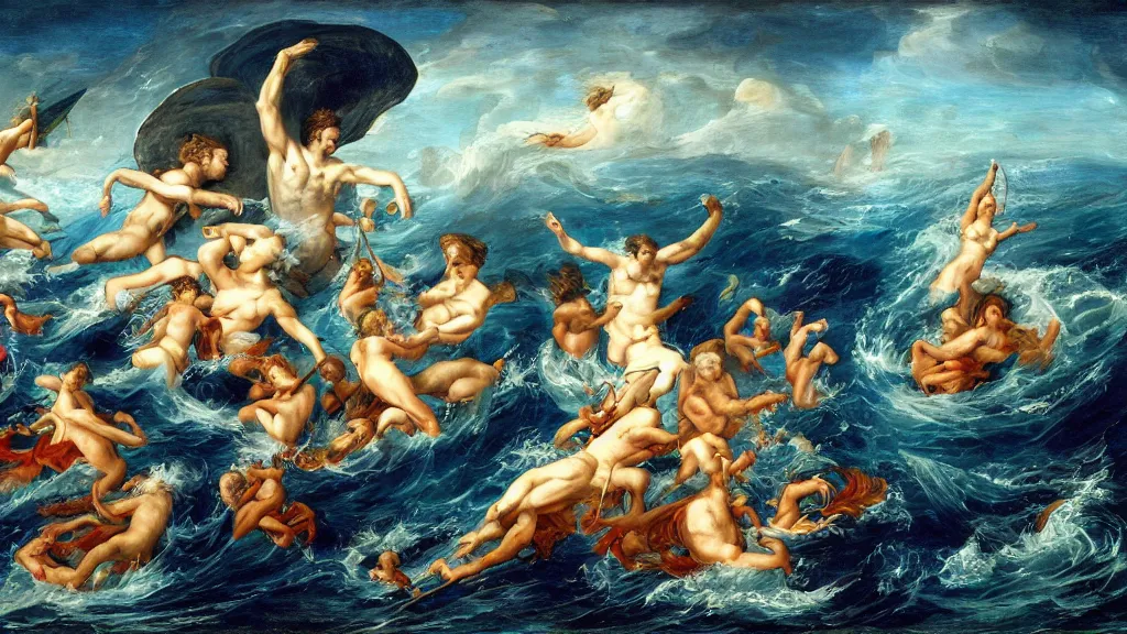 Image similar to epic masterpiece of Oceanus begetting Oceanus mythological