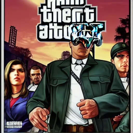 Prompt: Grand theft auto 5 cover art of hitler